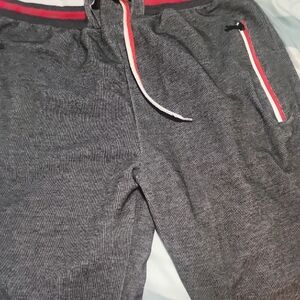 Men's Gray Jogger Pants with Red Accents